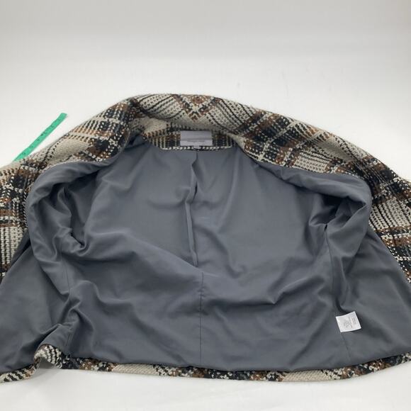 Classiques Entier Womens Gray Black Brown Bias Plaid 3/4 Sleeve Jacket Size S - Picture 7 of 13